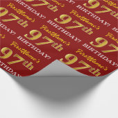 Red, Imitation Gold Look "97. BIRTHDAY" Geschenkpapier (Ecke)