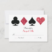 Red Imitats Glitzer Las Vegas Wedding RSVP Replikk Karte (Vorderseite)