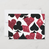 Red Imitats Glitzer Las Vegas Wedding RSVP Replikk Karte (Rückseite)