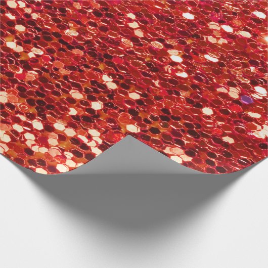 Red Imitats Glitzer Sparkle Bling Shiny Metallic Geschenkpapier (Ecke)