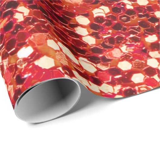 Red Imitats Glitzer Sparkle Bling Shiny Metallic Geschenkpapier (Rolleneckpunkt)
