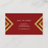 Red Imitats Gold Geometric Design Makeup Artist Visitenkarte (Rückseite)