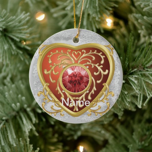 Red Imitats Jewel Heart Märchen Keramik Ornament (Baum)