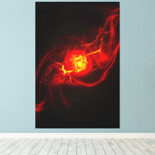Red Imploding Supernova Stretched Canvas Print Leinwanddruck (Insitu (Holzboden))