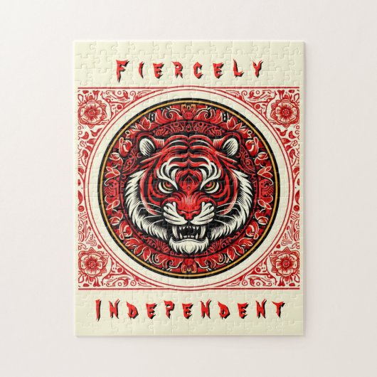 Red Independent Tiger Puzzle (Vertikal)