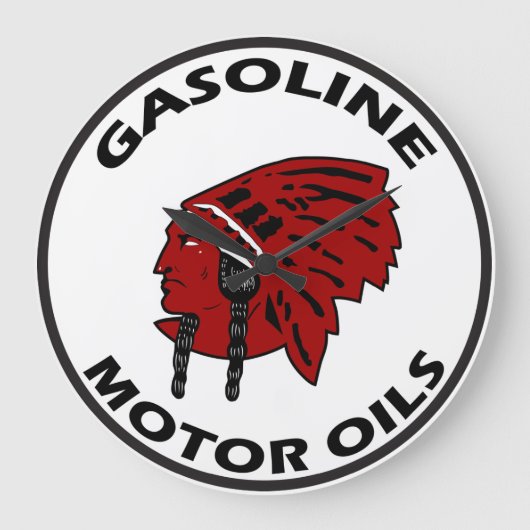 Red Indian Gasoline vintage tin sign clock Große Wanduhr (Vorderseite)