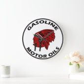 Red Indian Gasoline vintage tin sign clock Große Wanduhr (Zuhause)
