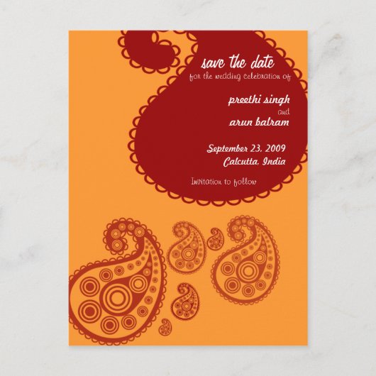 Red Indian Save the Date Ankündigungspostkarte (Vorderseite)