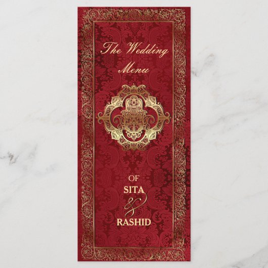 Red Indian Wedding - Menü Card/Rackcard Menükarte (Vorderseite)