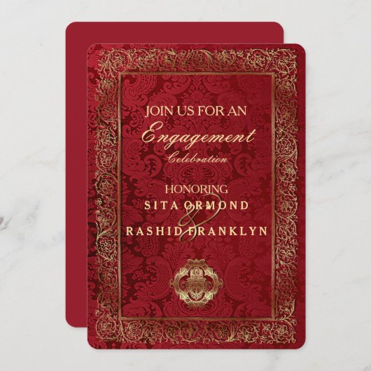 Red Indian Wedding - Verlobung Card Einladung (Vorne/Hinten)