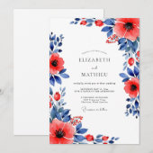 Red Indigo Botanical Summer Wedding Einladung (Vorne/Hinten)