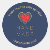 Red & Indigo Heart Simple Minimalist Handmade Runder Aufkleber (Vorderseite)