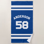 Red Individuelle Name & Number Sports Fan Strandtuch (Vorderseite)