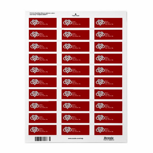 Red Infinity Heart Address Labels (Vorne)
