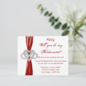 Red Infinity Heart Bridesmaid Card Einladung (Stehend Vorderseite)