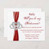 Red Infinity Heart Bridesmaid Card Einladung (Vorne/Hinten)