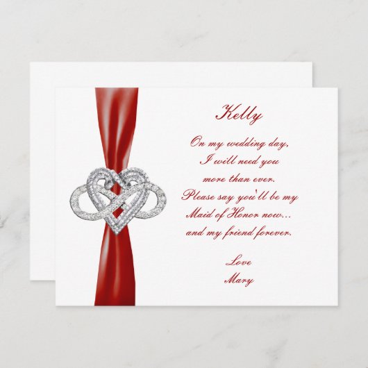 Red Infinity Heart Trauzeugin Card Einladung (Vorne/Hinten)