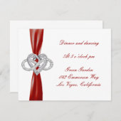 Red Infinity Heart Wedding Card Begleitkarte (Vorne/Hinten)