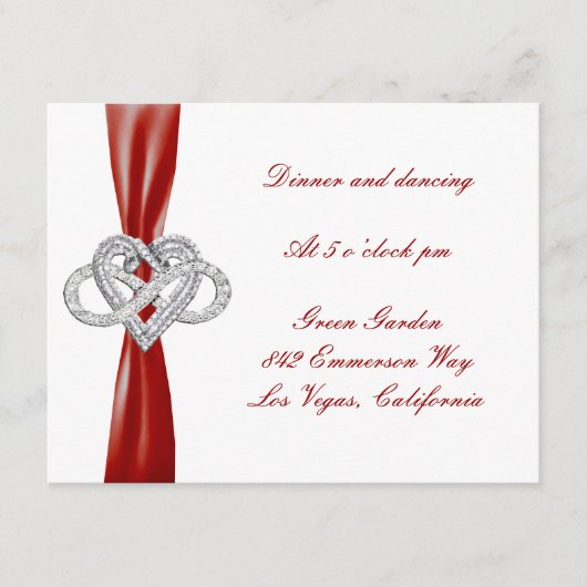 Red Infinity Heart Wedding Card Begleitkarte (Vorderseite)