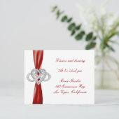 Red Infinity Heart Wedding Card Begleitkarte (Stehend Vorderseite)