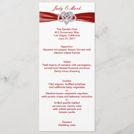 Red Infinity Heart Wedding Menu Card Menükarte