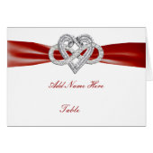 Red Infinity Heart Wedding Table Platzkarte (Vorderseite (Horizontal))