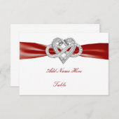 Red Infinity Heart Wedding Table Platzkarte (Vorne/Hinten)