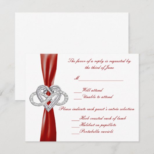 Red Infinity Heavy Response Card RSVP Karte (Vorne/Hinten)