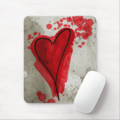 Red Inky Heart Mousepad (Mit Mouse)