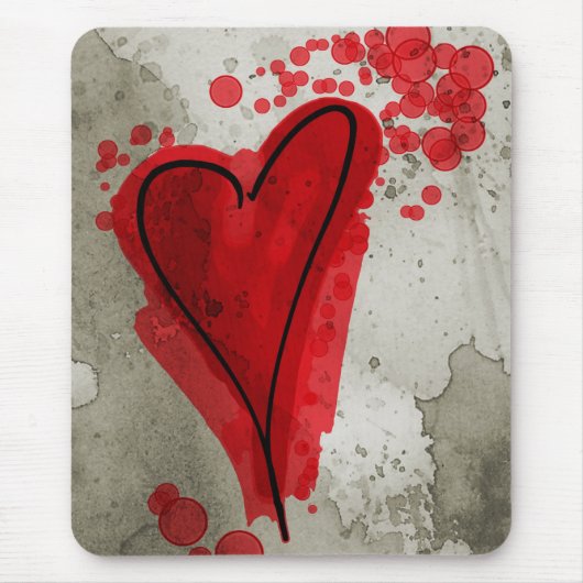 Red Inky Heart Mousepad (Vorne)