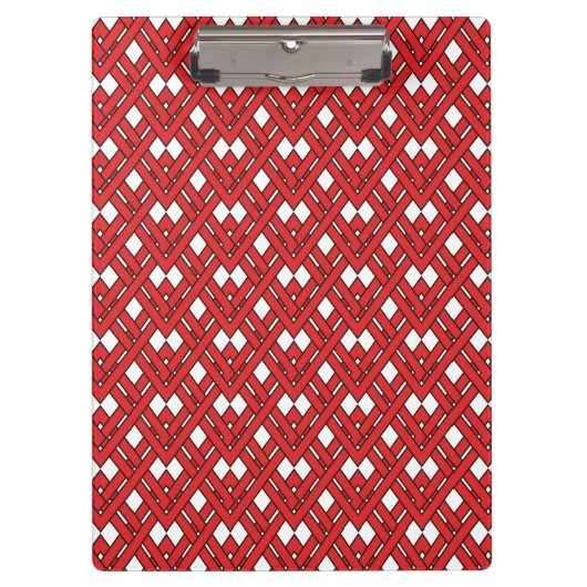 Red Interlocking Rhombusse Geometric Zig Zag Lines Klemmbrett (Vorderseite)
