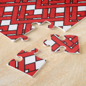Red Interlocking Rhombusse Geometric Zig Zag Lines Puzzle (Seite)