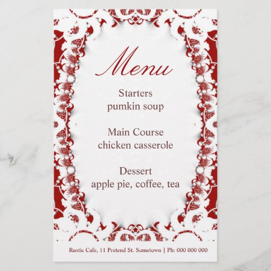 Red Intrika Menu Stationery (Vorderseite)