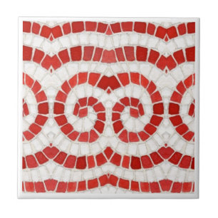 RED IONIC MOSAIC 4,25" Square Keramik Tile Fliese