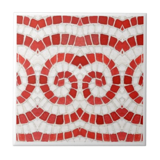 RED IONIC MOSAIC 4,25" Square Keramik Tile Fliese (Vorderseite)