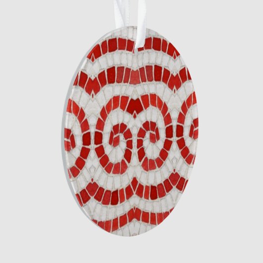 RED IONIC MOSAIC Acrylic Circle Ornament (Vorderseite)