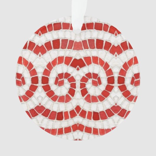 RED IONIC MOSAIC Acrylic Circle Ornament (Vorderseite)