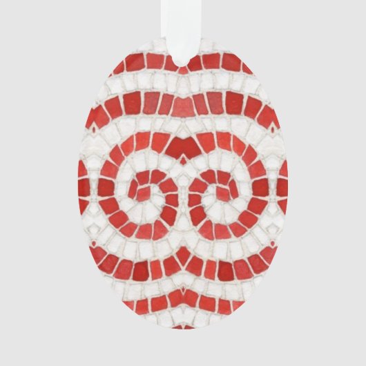 RED IONIC MOSAIC Acrylic Oval Ornament (Vorderseite)