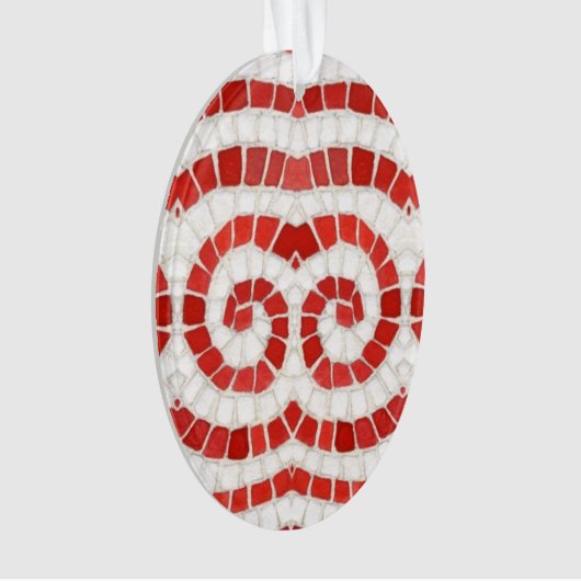 RED IONIC MOSAIC Acrylic Oval Ornament (Vorderseite)