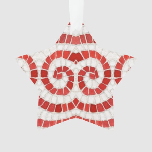 RED IONIC MOSAIC Acrylic Star Ornament (Vorderseite)