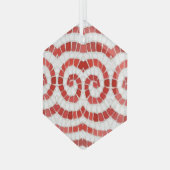 RED IONIC MOSAIC Glas Hexagon Ornament (Vorderseite Links)