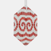 RED IONIC MOSAIC Glas Hexagon Ornament (Vorderseite Rechts)