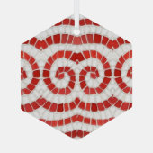 RED IONIC MOSAIC Glas Hexagon Ornament (Rückseite)