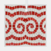 RED IONIC MOSAIC Glas Square Ornament (Rückseite)