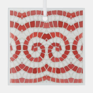 RED IONIC MOSAIC Glas Square Ornament Ornament Aus Glas