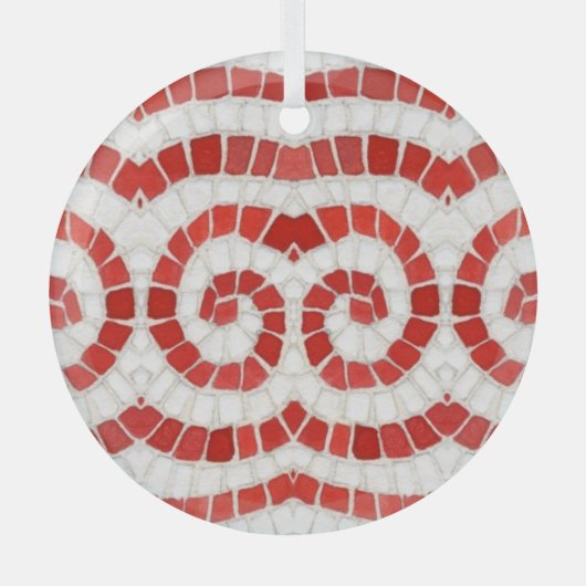 RED IONIC MOSAIC Glass Circle Ornament (Vorderseite)