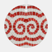 RED IONIC MOSAIC Glass Circle Ornament (Rückseite)