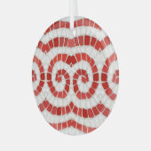 RED IONIC MOSAIC Glass Circle Ornament Aus Glas (Vorderseite links)