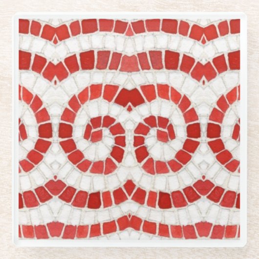 RED IONIC MOSAIC Glass Getränkekasten Glasuntersetzer (Vorderseite)