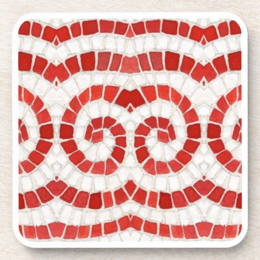 RED IONIC MOSAIC Hard Plastic Untersetzer (Vorderseite)